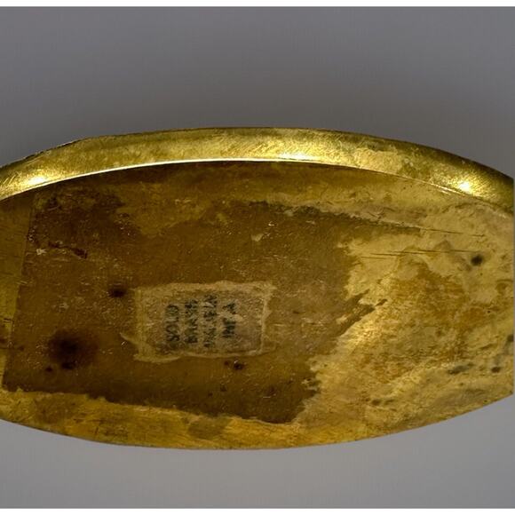 Vintage Brass Enamel Vase Leaf Hand Painted Made In India Heavy - Picture 5 of 5